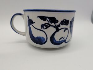 Vth Vegetable Stacking Soup Bowl Mug Onion Carrot Eggplant Beet Blue & White